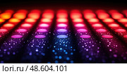 A dazzling array of colorful lights illuminates the night, pulsing rhythmically in synchronization with music, enhancing the vibe of the event. Стоковое AI-изображение, AI-художник Данила Большаков / Фотобанк Лори