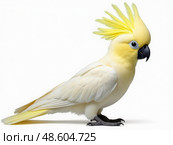 sulphur crested cockatoo isolated on white background. Стоковое AI-изображение, AI-художник Sergey Grishin / Фотобанк Лори
