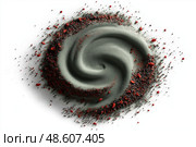 A swirl of spirulina powder, chia seeds, and goji berries in motion on white. Вихрь из порошка спирулины, семян чиа и ягод годжи в движении на белом фоне. Стоковое AI-изображение, AI-художник Katsiaryna Repich / Фотобанк Лори