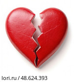 Red Heart With Crack in the Middle. Generative AI. Стоковое AI-изображение, AI-художник Roman Zavorotny / Фотобанк Лори