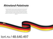 Waving ribbon or banner with flag of Rhineland-Palatinate. Стоковая иллюстрация, иллюстратор Максим Гребешков / Фотобанк Лори