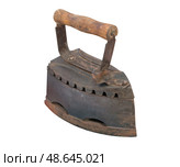 Старинный утюг работающий от тепла углей. Old smoothing Iron over the white background. Стоковое фото, фотограф Татьяна Д / Фотобанк Лори