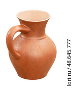 Старый глиняный кувшин на белом фоне. Clay jug handmade isolated on white. Стоковое фото, фотограф Татьяна Д / Фотобанк Лори