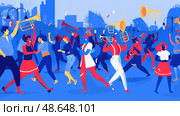 A vibrant gathering showcases dancers and musicians parading through the city, filled with energy and local traditions under bright skies. Стоковое AI-изображение, AI-художник Данила Большаков / Фотобанк Лори