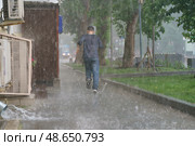 Летний ливень в Москве (2019 год). Стоковое фото, фотограф YuryKara / Фотобанк Лори