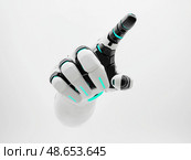 Роботизированная рука указывает вперёд. Стоковое AI-изображение, AI-художник Александр Жуков / Фотобанк Лори