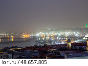 Night view from above of the city of Algiers and Great Mosque of Algiers. Republic of Algeria. Стоковое фото, фотограф Евгений Ткачёв / Фотобанк Лори