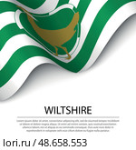 Waving flag of Wiltshire is a county of England on white backgro. Стоковая иллюстрация, иллюстратор Максим Гребешков / Фотобанк Лори