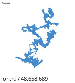 Blue outline map of Saimaa Lake, Isolated vector siilhouette. Стоковая иллюстрация, иллюстратор Максим Гребешков / Фотобанк Лори