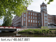 View of the Khludov factory, the main facade with a tower. Редакционное фото, фотограф Елена Смыкова / Фотобанк Лори