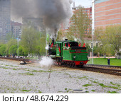 Паровоз Гр-318 маневрирует на станции Екатеринбург-Детский, Екатеринбургская ДЖД, Свердловская область. Редакционное фото, фотограф Алексей Иванов / Фотобанк Лори