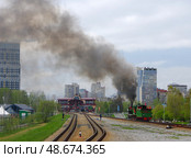 Паровоз Гр-318, манёвры на станции Екатеринбург-Детский, Екатеринбургская ДЖД, Свердловская область. Редакционное фото, фотограф Алексей Иванов / Фотобанк Лори