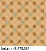 Graphic modern seamless pattern on Camel, brown and cyan colors. Seamless raster background. Trendy Decoration with Beautiful geometric elements. Стоковая иллюстрация, иллюстратор Константин Григорьев / Фотобанк Лори
