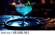 glass cocktail blue ai generated. Стоковое AI-изображение, AI-художник Vectorwin / Фотобанк Лори