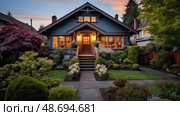 sloping house seattle ai generated. Стоковое AI-изображение, AI-художник Vectorwin / Фотобанк Лори