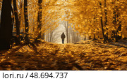 path fall leaves gold ai generated. Стоковое AI-изображение, AI-художник Vectorwin / Фотобанк Лори