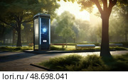 futuristic police call box ai generated. Стоковое AI-изображение, AI-художник Vectorwin / Фотобанк Лори