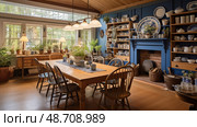 welcoming farm house interior ai generated. Стоковое AI-изображение, AI-художник Vectorwin / Фотобанк Лори