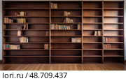 stark book shelf empty ai generated. Стоковое AI-изображение, AI-художник Vectorwin / Фотобанк Лори