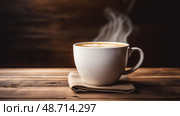 wooden coffee in mug ai generated. Стоковое AI-изображение, AI-художник Vectorwin / Фотобанк Лори