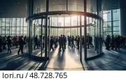queue office revolving door ai generated. Стоковое AI-изображение, AI-художник Vectorwin / Фотобанк Лори