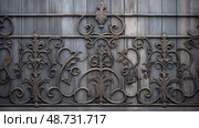 scrollwork gray metal ai generated. Стоковое AI-изображение, AI-художник Vectorwin / Фотобанк Лори