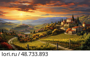 piedmont italian wine country ai generated. Стоковое AI-изображение, AI-художник Vectorwin / Фотобанк Лори