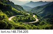 mountain road lanes ai generated. Стоковое AI-изображение, AI-художник Vectorwin / Фотобанк Лори