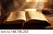 leather bible on desk ai generated. Стоковое AI-изображение, AI-художник Vectorwin / Фотобанк Лори