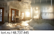 icicles freezing in house ai generated. Стоковое AI-изображение, AI-художник Vectorwin / Фотобанк Лори