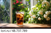 ptio soda in a glass ai generated. Стоковое AI-изображение, AI-художник Vectorwin / Фотобанк Лори
