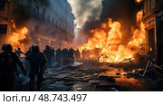chaos riot fire ai generated. Стоковое AI-изображение, AI-художник Vectorwin / Фотобанк Лори