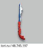 3d isometric Map of Chile with national flag. Стоковая иллюстрация, иллюстратор Максим Гребешков / Фотобанк Лори