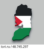 3d isometric Map of Palestine with national flag. Стоковая иллюстрация, иллюстратор Максим Гребешков / Фотобанк Лори