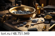 ning pan for gold ai generated. Стоковое AI-изображение, AI-художник Vectorwin / Фотобанк Лори