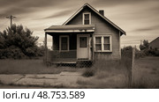 dilapidated distressed house ai generated. Стоковое AI-изображение, AI-художник Vectorwin / Фотобанк Лори