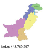 High quality labeled map of Pakistan with borders of the provinc. Стоковая иллюстрация, иллюстратор Максим Гребешков / Фотобанк Лори
