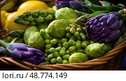 asparagus spring fruits and vegetables ai generated. Стоковое AI-изображение, AI-художник Vectorwin / Фотобанк Лори