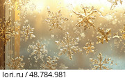 window gold snow flakes ai generated. Стоковое AI-изображение, AI-художник Vectorwin / Фотобанк Лори