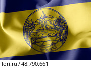 3D illustration flag of Phetchaburi is a province of Thailand. W. Стоковое фото, фотограф Максим Гребешков / Фотобанк Лори