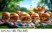s snack burger food background ai generated. Стоковое AI-изображение, AI-художник Vectorwin / Фотобанк Лори