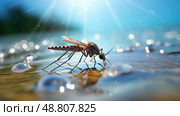 up mosquito on water ai generated. Стоковое AI-изображение, AI-художник Vectorwin / Фотобанк Лори