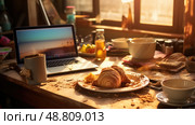 mishap coffee spill on laptop ai generated. Стоковое AI-изображение, AI-художник Vectorwin / Фотобанк Лори