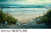 litter plastic shopping bag ai generated. Стоковое AI-изображение, AI-художник Vectorwin / Фотобанк Лори