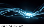 Electromagnetic field visualization, neon colors and flowing current lines. Chaotic lightning grid pattern, bright electric energy on dark tech grid. Energy wave color gradient, abstract electric particles in motion. Стоковое AI-изображение, AI-художник ALLA YURTAYEVA / Фотобанк Лори