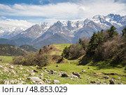 Panoramic view of the Caucasus mountains. Стоковое фото, фотограф Юлия Белоусова / Фотобанк Лори