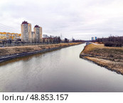 Вид на Дудергофский канал с Клиновского вантового моста в Санкт-Петербурге. Стоковое фото, фотограф Жигалов Евгений Павлович / Фотобанк Лори
