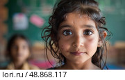 Sorrowful young girl with melancholic expression on her face, conveying a sense of sadness. Стоковое AI-изображение, AI-художник Данила Большаков / Фотобанк Лори