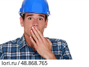 A terror-stricken tradesman. Стоковое фото, агентство Ingram Publishing / Фотобанк Лори