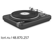 black turntable isolated on white background. Стоковое фото, агентство Ingram Publishing / Фотобанк Лори